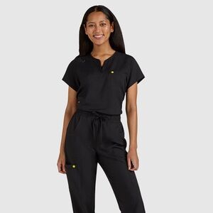 NWT koi Smiley World Ecstatic Zipper-Neck Scrub Top